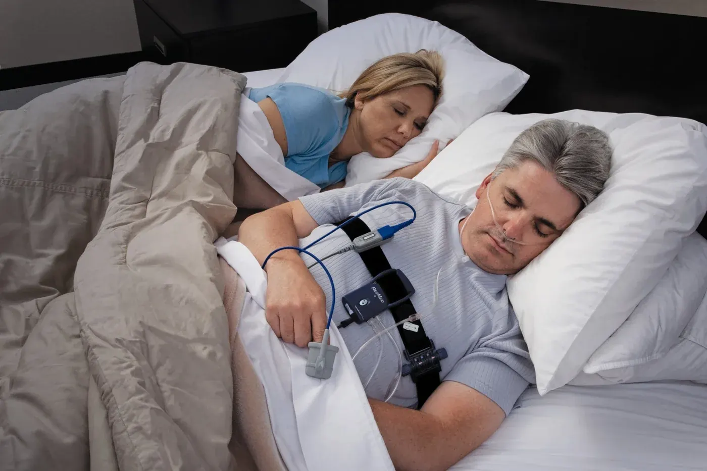 A home sleep study recorder used to screen breathing during sleep