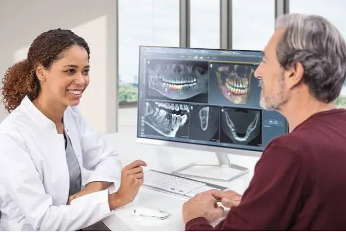 A radiographic volume being reported in full, including structures outside the orthodontic field of interest